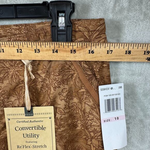 Democracy Flexellent NEW Pants Womens 10 Brown Floral Utility Cuff Stretch Cargo - Picture 7 of 12